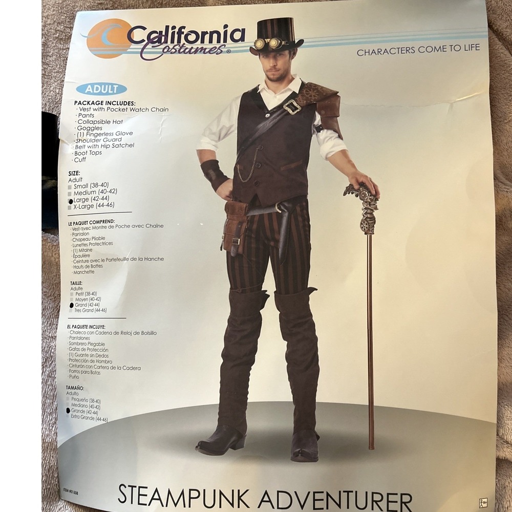 Halloween Costume Steampunk Adventurer Men's Size Large Victorian Industrial